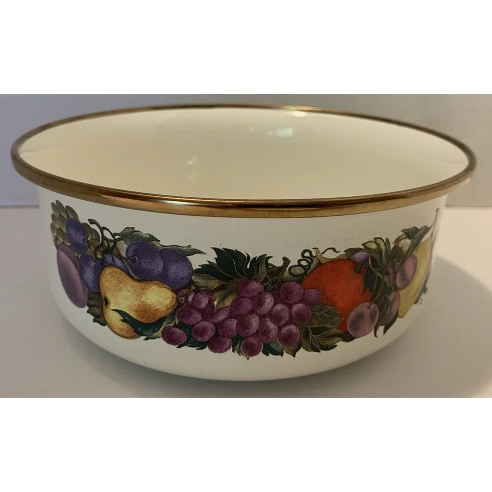 Cornucopia Enamelware Fruit Nesting Mixing Bowls Set Of 3 Enamel Metal